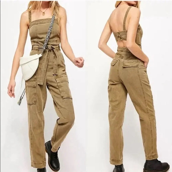 Free People Women's XS Green Utility Jumpsuit Casual One-Piece - Picture 1 of 8